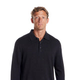 Weatherproof Cotton Cashmere Sweater Polo Shirt for Men in Charcoal