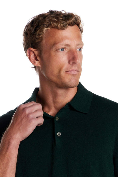 Weatherproof Cotton Cashmere Sweater Polo Shirt for Men in Pin Green