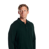 Weatherproof Cotton Cashmere Sweater Polo Shirt for Men in Pin Green