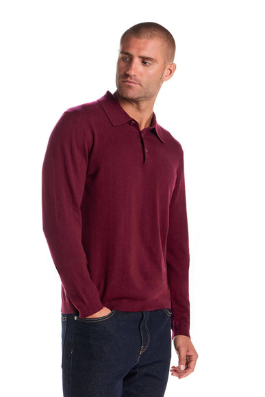 Weatherproof Cotton Cashmere Sweater Polo Shirt for Men in Red
