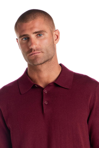 Weatherproof Cotton Cashmere Sweater Polo Shirt for Men in Red