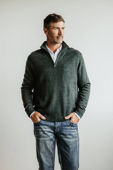 Weatherproof Vintage Quarter Zip Sweater for Men in Green