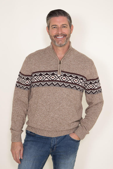 Weatherproof Vintage Southwest Quarter Zip Sweater for Men in Brown
