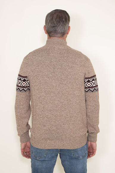Weatherproof Vintage Southwest Quarter Zip Sweater for Men in Brown