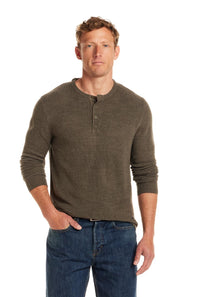 Weatherproof Vintage Vertical Stitch Button Henley for Men in Olive