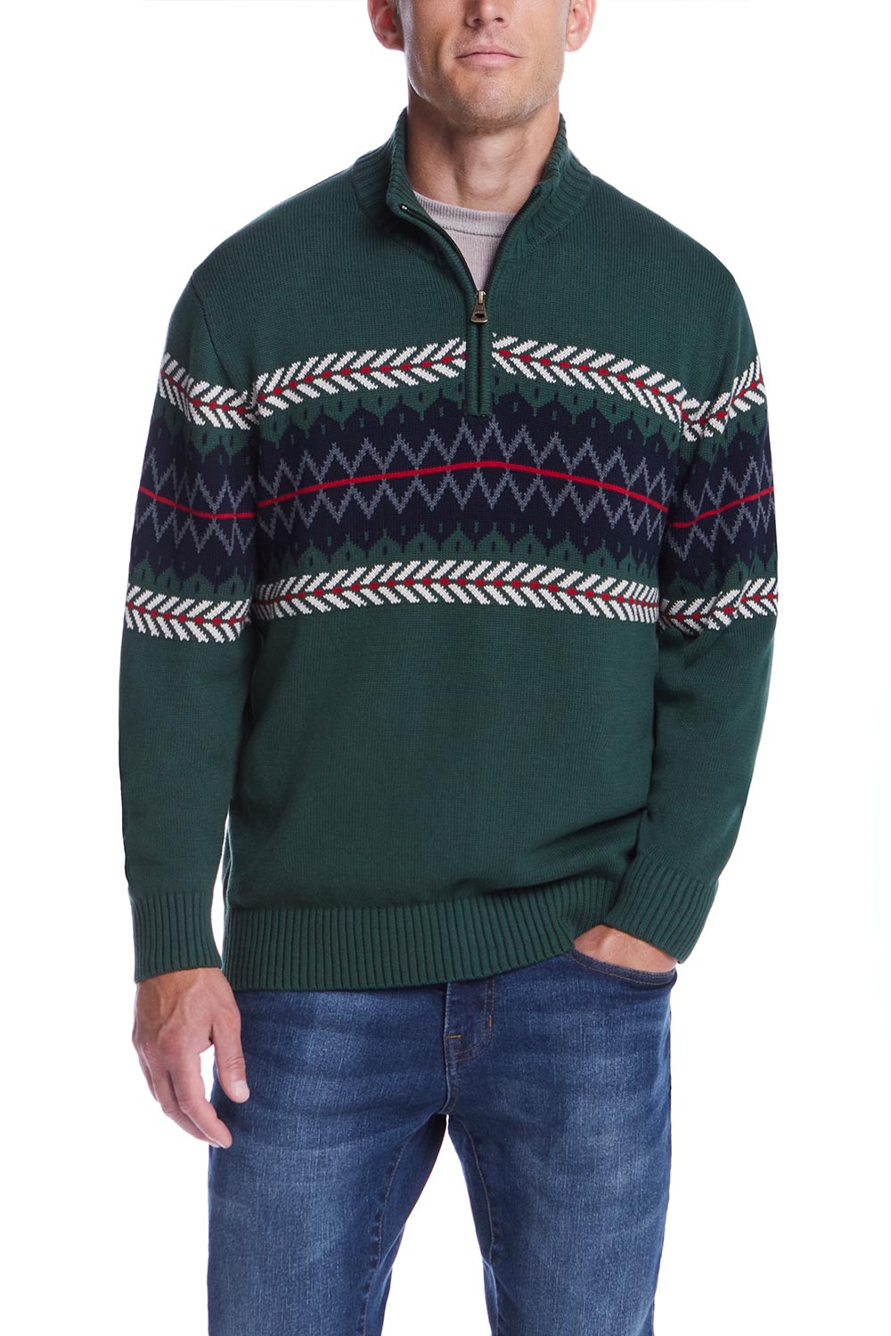 weatherproof-vintage-sweater-zip-neck-men-green-F2540571GK-2