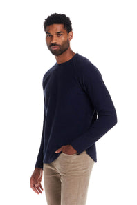 Weatherproof Ribbed Raglan Sweater for Men in Navy
