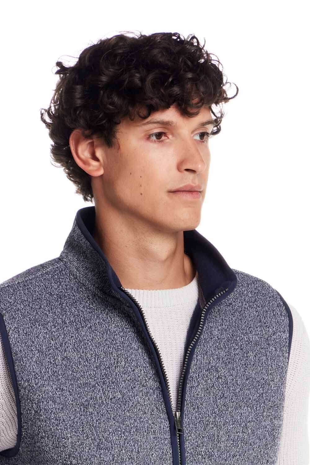 Weatherproof Vintage Knit Mock Neck Vest for Men in Blue