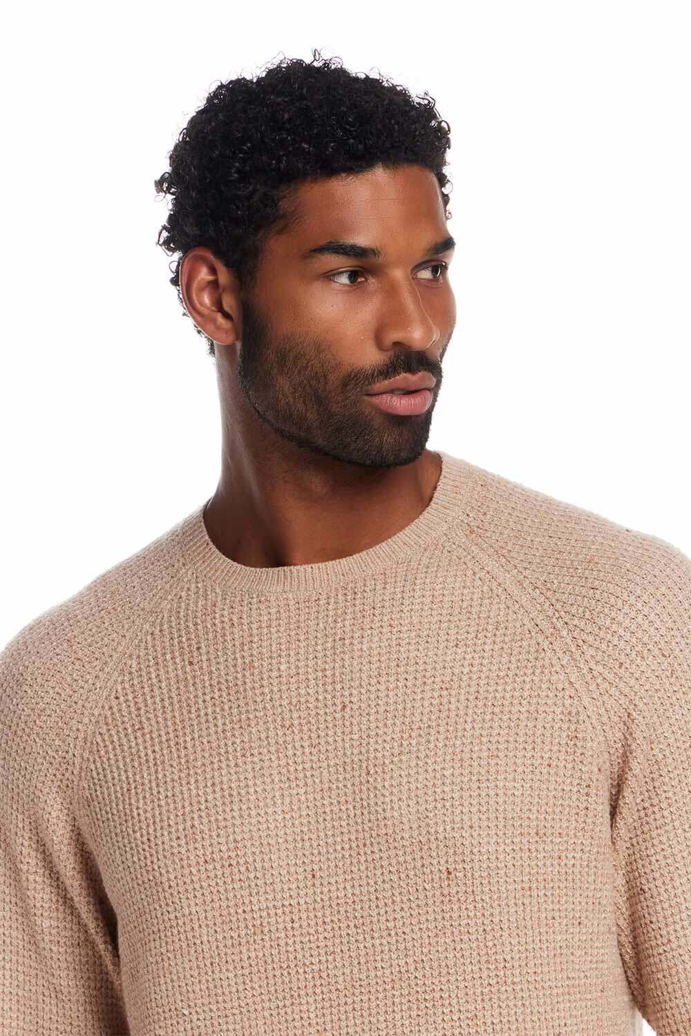 Weatherproof Vintage Waffle Donegal Sweater for Men in Beige