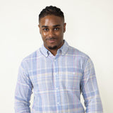 Weatherproof Vintage Woven Plaid Button Up Shirt for Men in Blue 