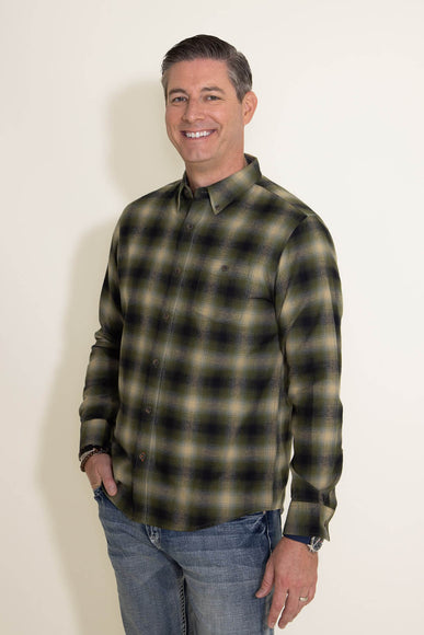 Weatherproof Vintage Flannel Shirt for Men in Green