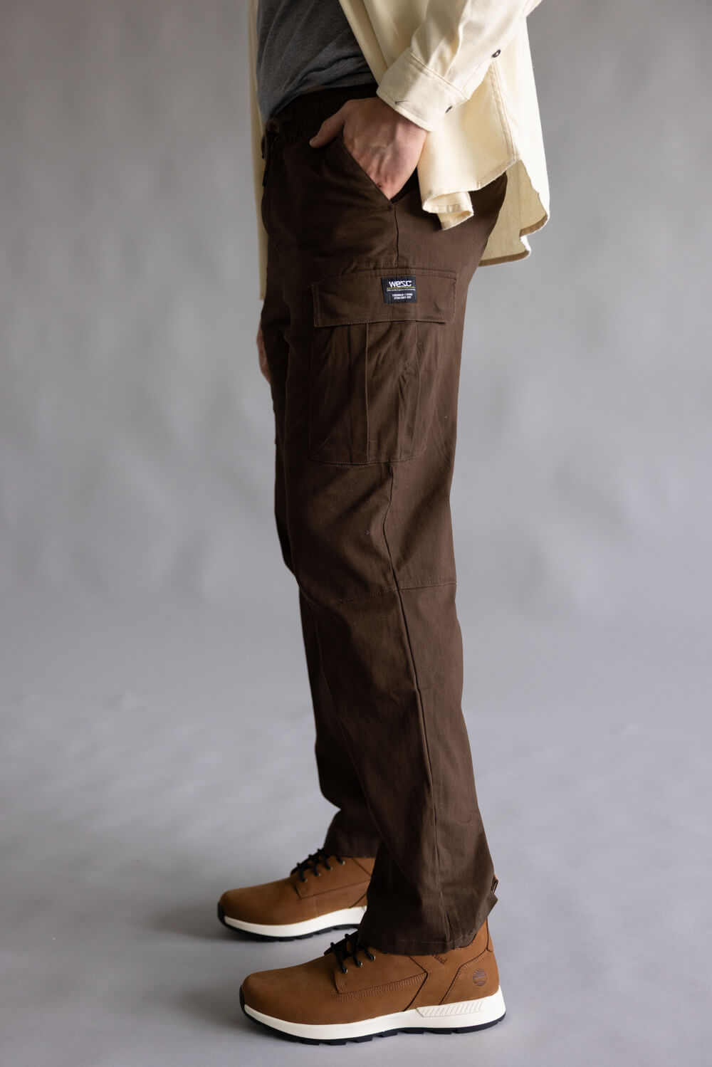 Open Bottom Cargo Pants for Men in Brown