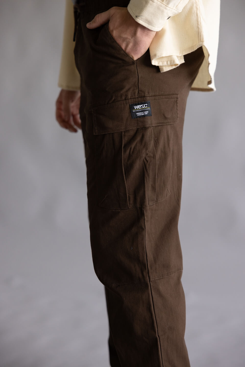 Open Bottom Cargo Pants for Men in Brown