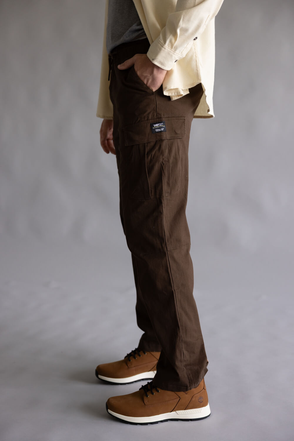 Open Bottom Cargo Pants for Men in Brown