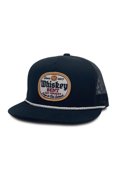 Whiskey Bent Label Rope Trucker Hat for Men in Black