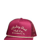 Whiskey Bent Sale Barn Trucker Hat for Men in Maroon