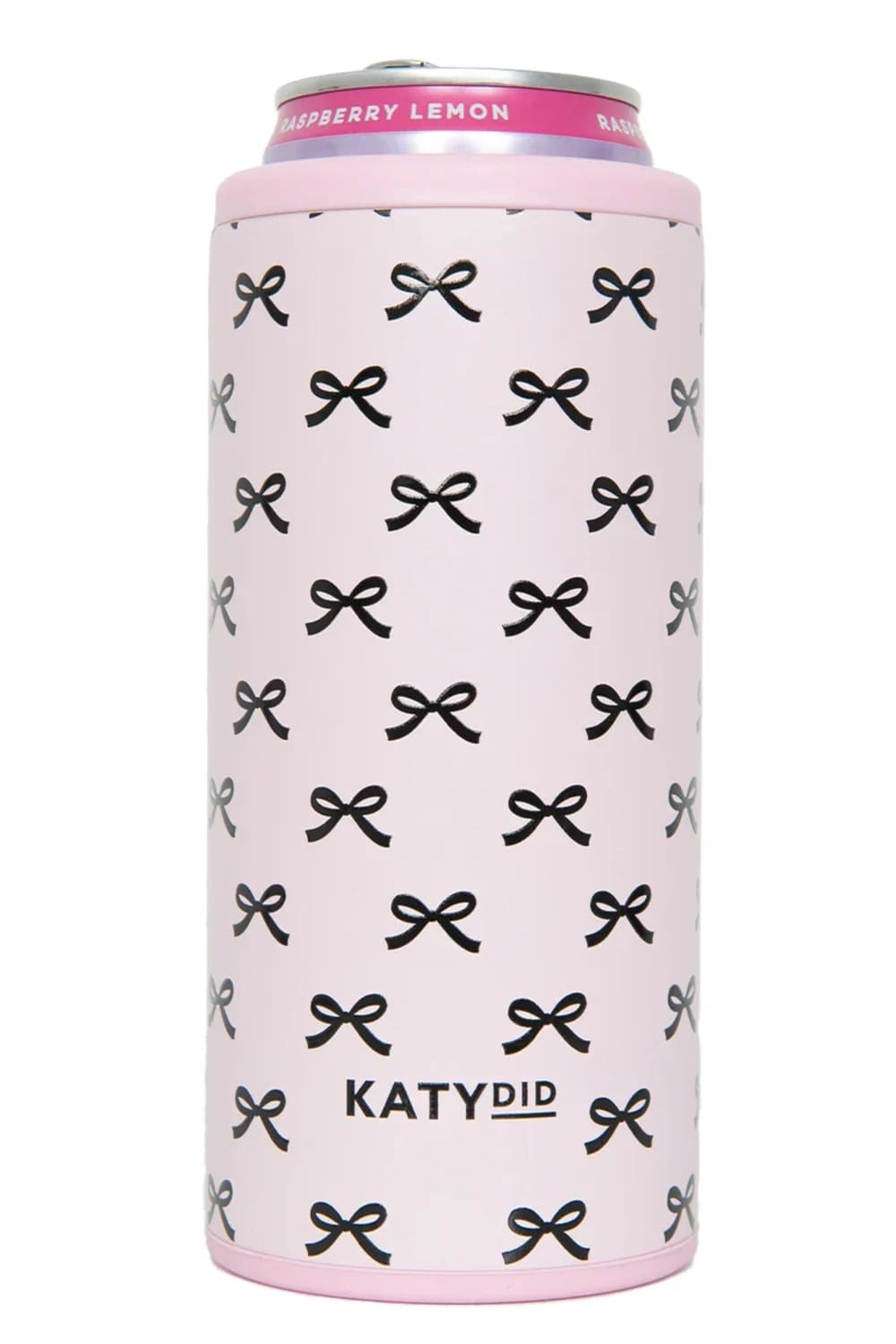 Katydid Slim Can Cooler in Pink Mini Bows | KDC-CCL-10_LPK-PINK