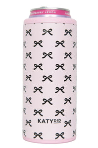 Katydid Slim Can Cooler in Pink Mini Bows | KDC-CCL-10_LPK-PINK