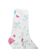 World's Softest Cozy Ballerina Bow Crew Socks for Women in White