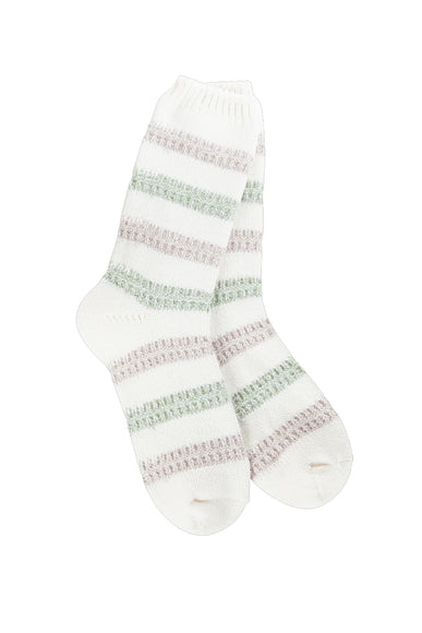 World's Softest Weekend Ragg Links Crew Socks for Women in Meadow Stripe