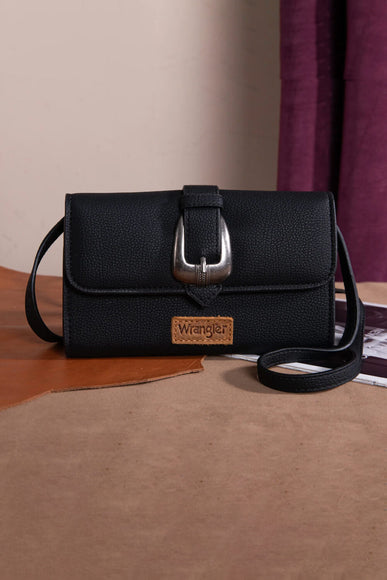 Wrangler Buckle Mini Wallet Crossbody for Women in Black