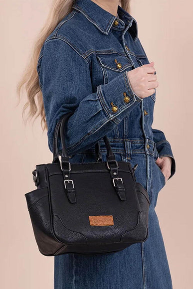 Wrangler Carry All Buckle Tote Crossbody for Women in Black