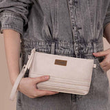Wrangler Leather Mini Crossbody Purse for Women in Beige