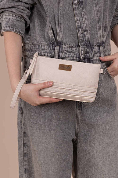 Wrangler Leather Mini Crossbody Purse for Women in Beige