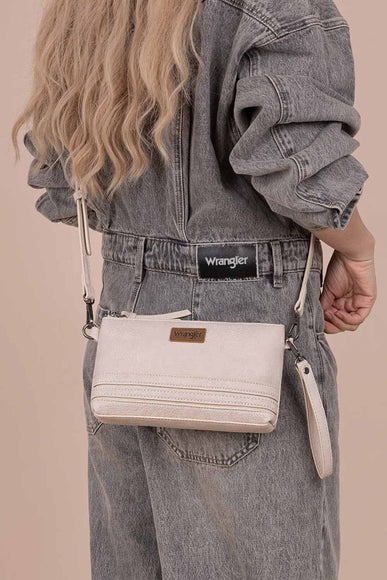 Wrangler Leather Mini Crossbody Purse for Women in Beige