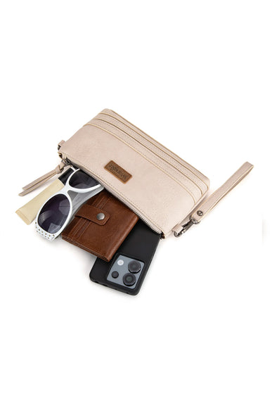 Wrangler Leather Mini Crossbody Purse for Women in Beige