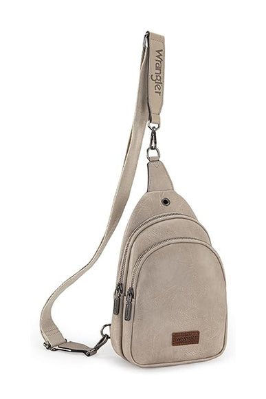 Wrangler Dual Zippered Crossbody Sling Bag for Women in Grey