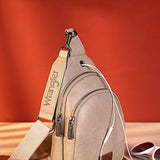 Wrangler Dual Zippered Crossbody Sling Bag for Women in Grey