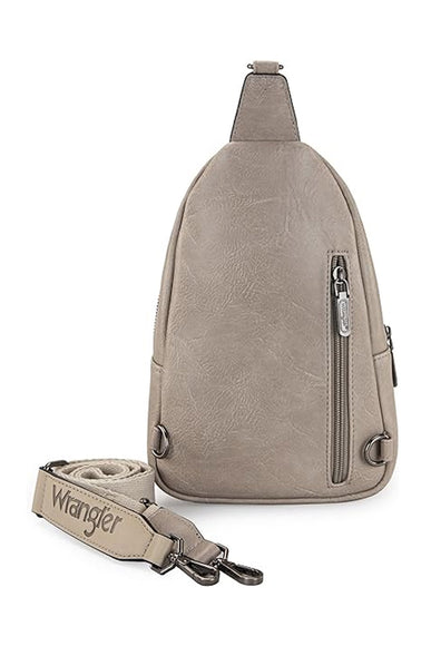 Wrangler Dual Zippered Crossbody Sling Bag for Women in Grey