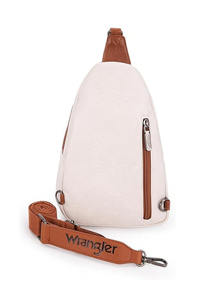 Wrangler Dual Zippered Crossbody Sling Bag for Women in Beige
