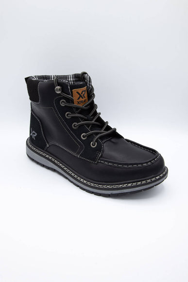 Xray Shoes Knit Collar Lace Up Boots for Men in Black