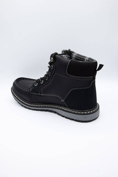 Xray Shoes Knit Collar Lace Up Boots for Men in Black