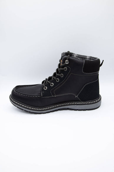 Xray Shoes Knit Collar Lace Up Boots for Men in Black