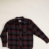 Youth Plaid Button Up Flannel for Boys in Red