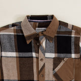 Youth Plaid Button Up Flannel for Boys in Tan