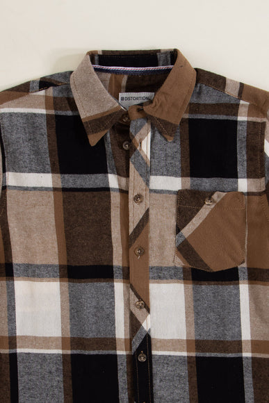 Youth Plaid Button Up Flannel for Boys in Tan