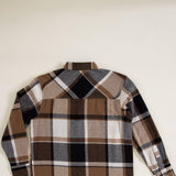 Youth Plaid Button Up Flannel for Boys in Tan