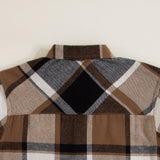 Youth Plaid Button Up Flannel for Boys in Tan