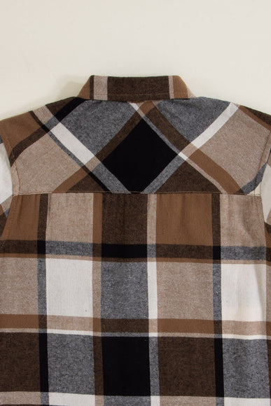 Youth Plaid Button Up Flannel for Boys in Tan