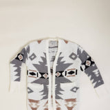 Youth Aztec Open Front Cardigan for Girls in White