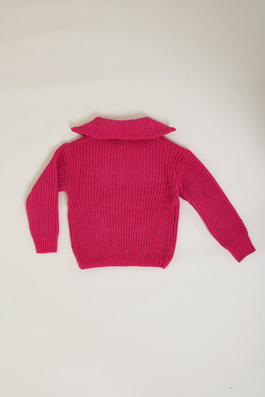 Youth Quarter Zip Sweater for Girls in Pink 