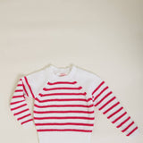 Youth Striped Raglan Sleeve Sweater for Girls in Magenta