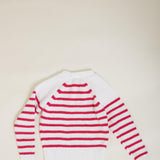 Youth Striped Raglan Sleeve Sweater for Girls in Magenta