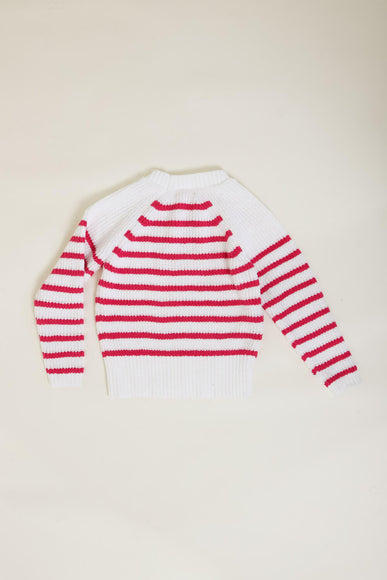 Youth Striped Raglan Sleeve Sweater for Girls in Magenta