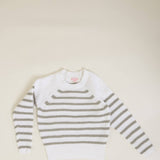 Youth Striped Raglan Sleeve Sweater for Girls in White