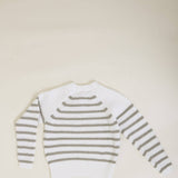 Youth Striped Raglan Sleeve Sweater for Girls in White